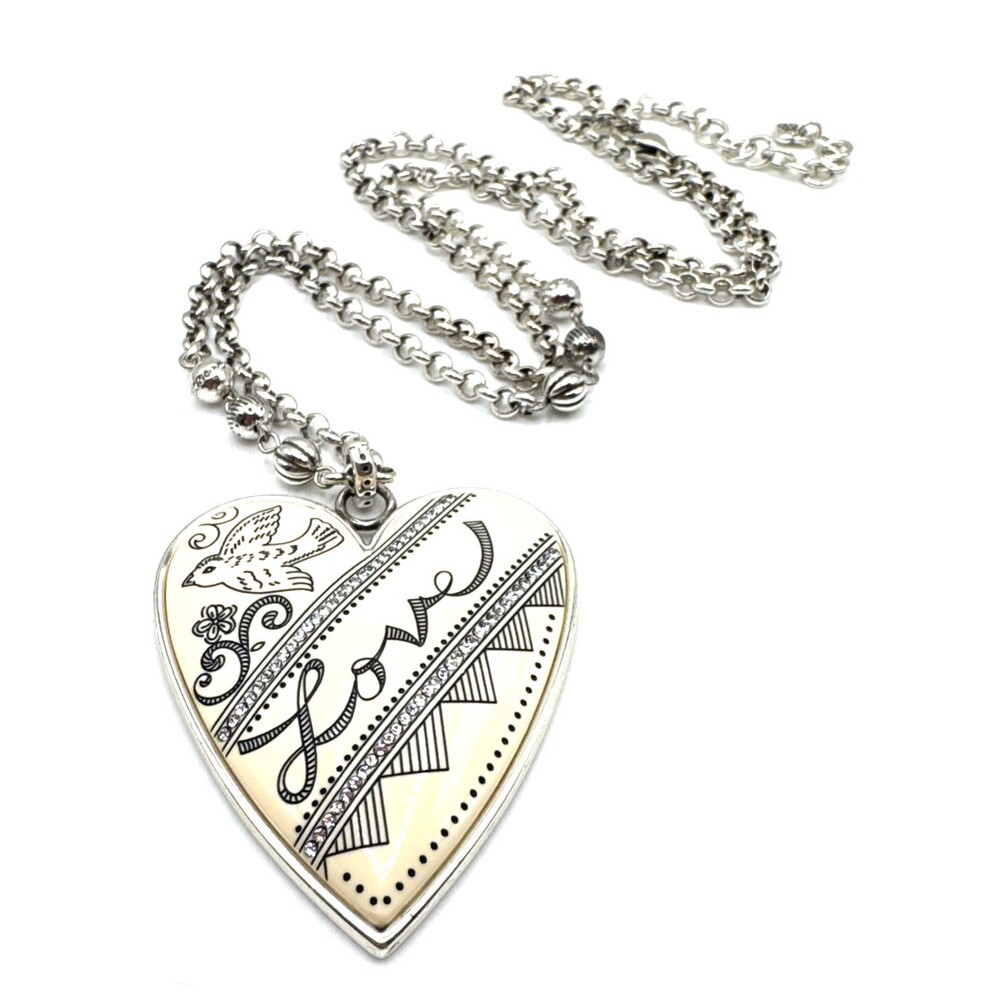 Brighton Large Ivory/White Heart Love Convertible Reversible Necklace 32”-34”